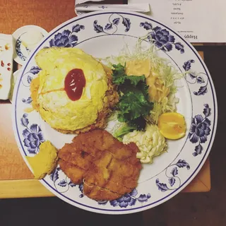 Omelette and Pork Cutlet