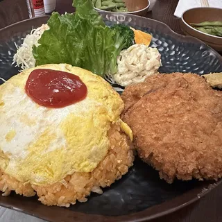 Omelette and Pork Cutlet Dinner