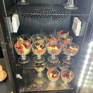 Fruit cups in breakfast buffet