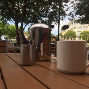 Morning coffee on the patio.