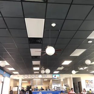 the ceiling of a restaurant