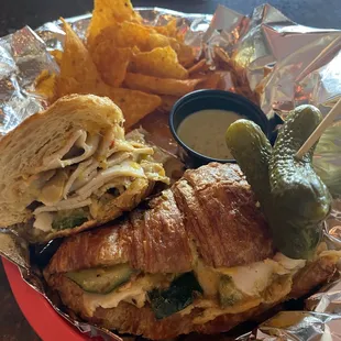 Turkey sandwich on a croissant