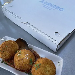 Arancini and Margherita Pizza.