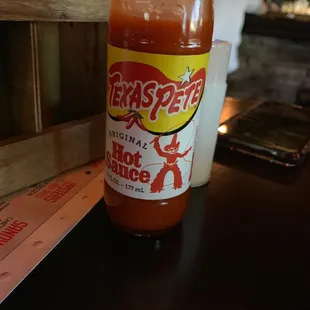 a bottle of hot sauce