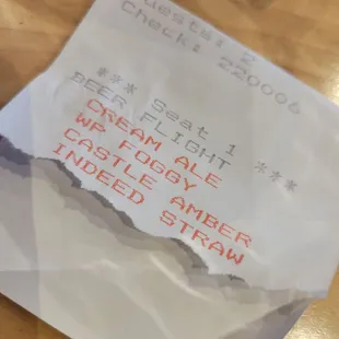 Beer flight order.....