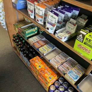 a shelf full of vitamins