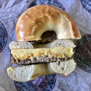 Breakfast Bagel Egg'wich Sandwich (with sausage)