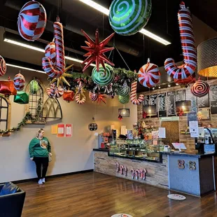 Inside the restaurant around Christmas