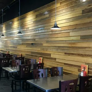 tables and chairs in a restaurant