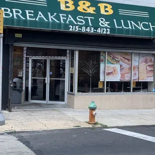 the entrance to b &amp; b breakfast and lunch