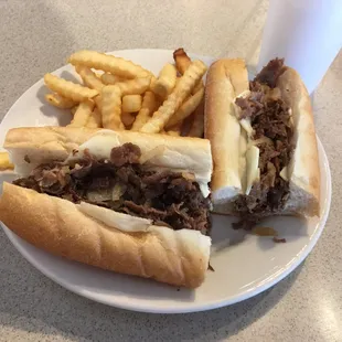 a sandwich and french fries