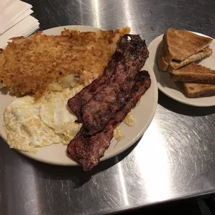 Egg whites, home fries, turkey bacon and toast.