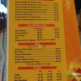 menu