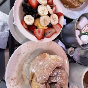 Fruit Medly and Cinnamon Roll