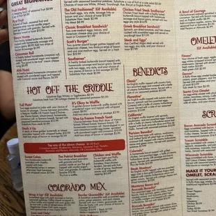 Menu as of Sept 2024