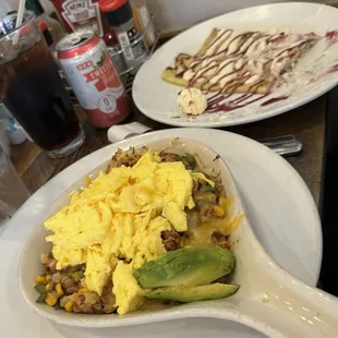Chicken skillet  and crepes