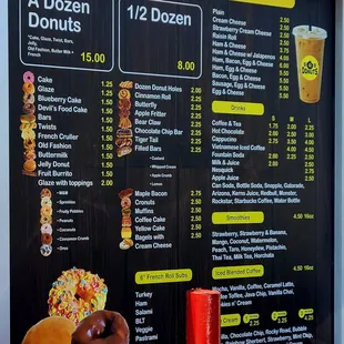 B&amp;B Donuts: drive thru menu board June 2022