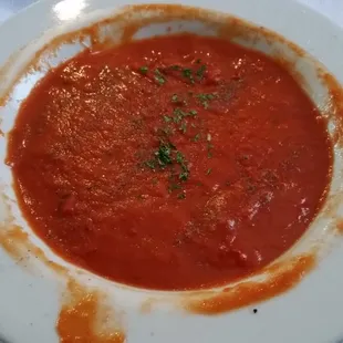 Tomato soup - hard to put down spoon to take photo.  Sorry about mess - so good.