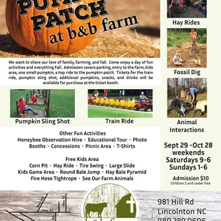 Our fall pumpkin patch flyer for families.