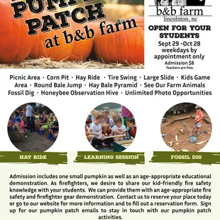 Our fall pumpkin patch flyer for teachers and schools.