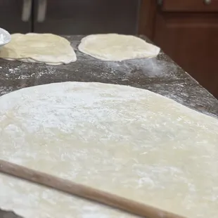 We open our very own fillo dough to make our spinach pie