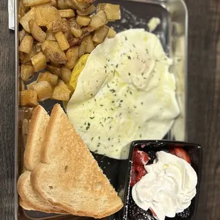 Classic breakfast with fruit