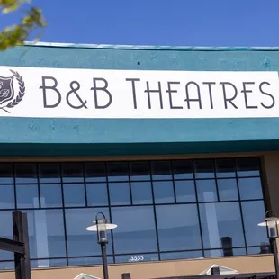 Image of the exterior of the building featuring a large B&amp;B Theatres sign