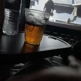 Drinks on personal, rotatable tray at my recliner! Awesome!