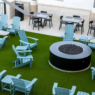 Aerial view of fire pit area
