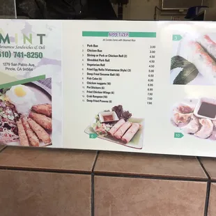 a menu for a restaurant