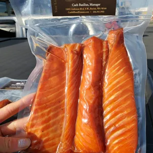 Candied smoked salmon so good!