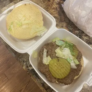 a hamburger and a sandwich