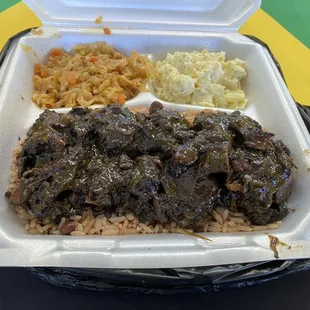 Oxtail with Cabbage and Potato Salad