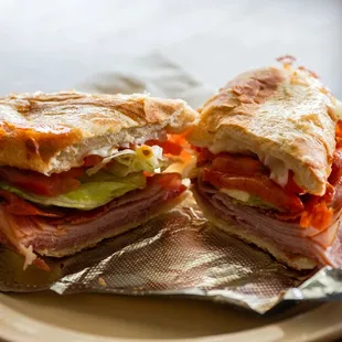 a sandwich cut in half