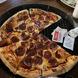 a slice of pepperoni pizza