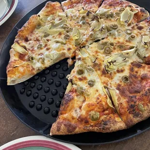 12 inch artichoke and olive pizza