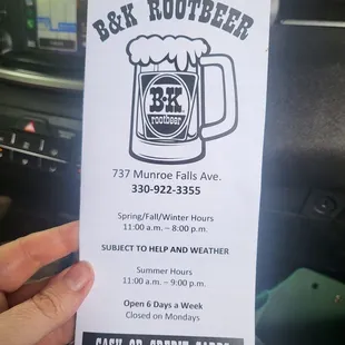 Menu (you can ask for one when you pull up for car service)