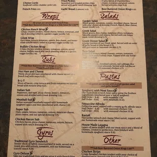 the menu