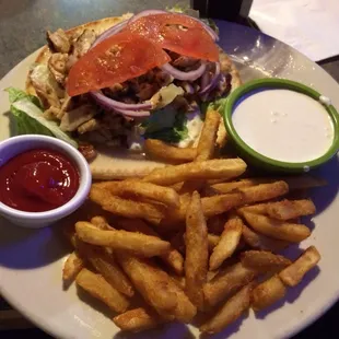 Chicken gyro with French Fries