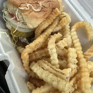 Burger and fries