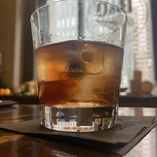 a glass of whiskey