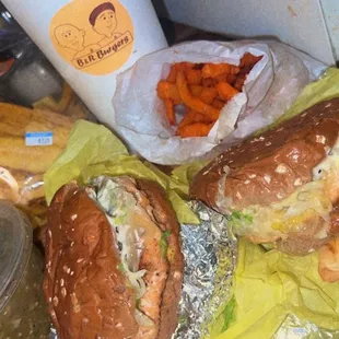 Sweet Potato Fries Salmon burgers Strawberry Lemonades