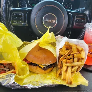 B&amp;R Burger Two Turkey Tacos Strawberry Lemonade