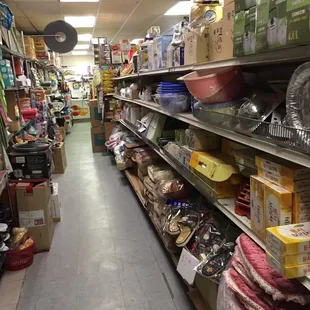 a wide aisle of items