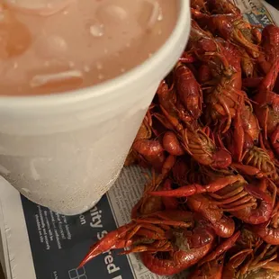 a cup of soup and craws