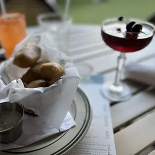 Blue Crab Beignets and a Manhattan.