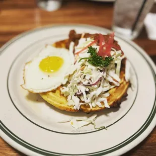 Cornbread waffle with pork