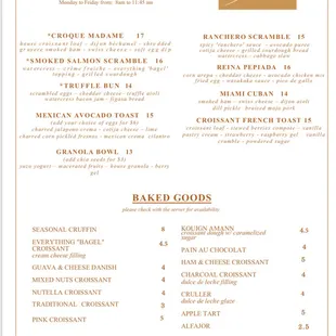 Dessert &amp; Baked Goods Menu