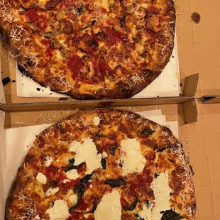 two pizzas in a box