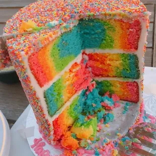 When you cut into a B.CANDY 6" Rainbow Cake!!